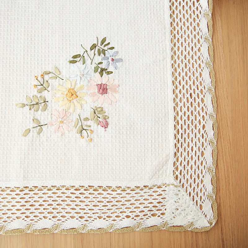 Europe Flowers Tablecloth White Hollow Lace