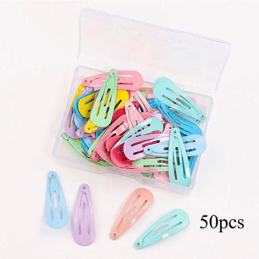 50Pcs/Box Mini Hair Clips Child Metal Hairgrip Solid Color Kids Snap Hairpins Baby Hair Barrettes Colorful Hair Accessories