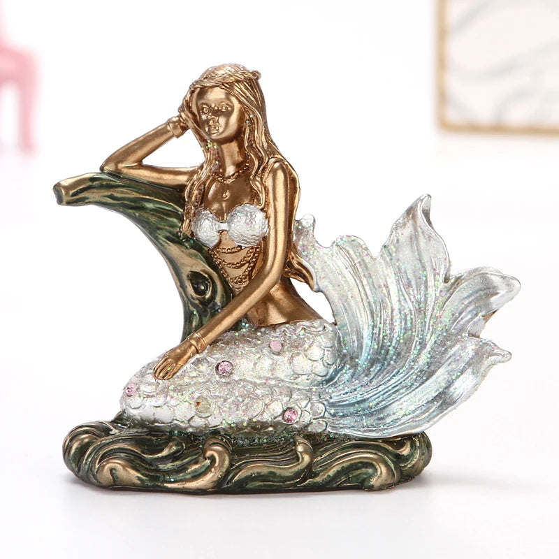 Resin Mermaid Figure Rhinestone Sea Maiden