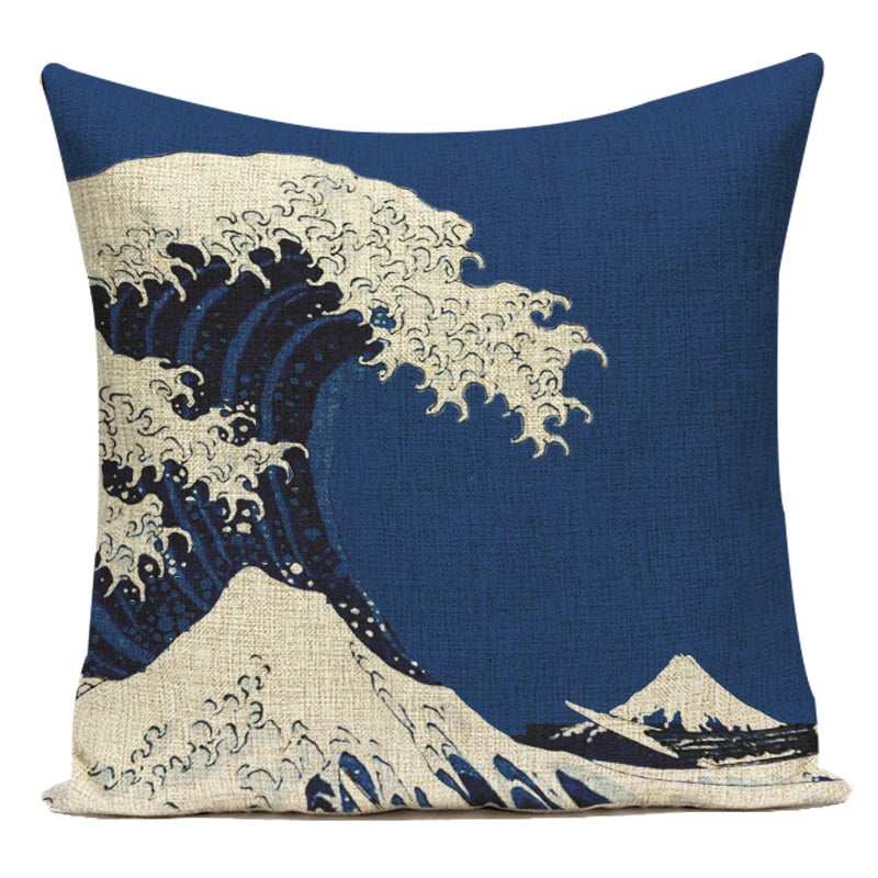 Japanese Style Scenic Printed Throw Pillow Cushion Cover 18x18