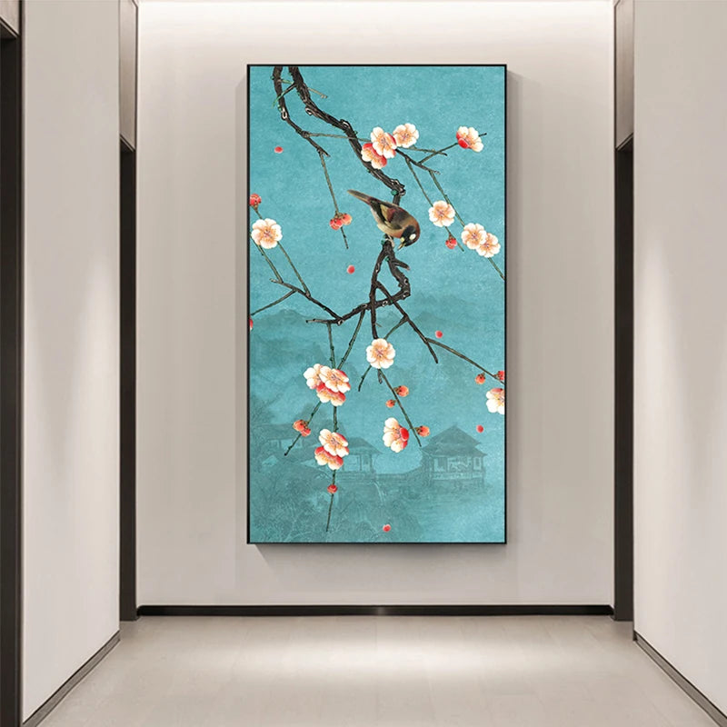 Chinese Ginkgo Flower Bird Canvas Painting Print Beautiful