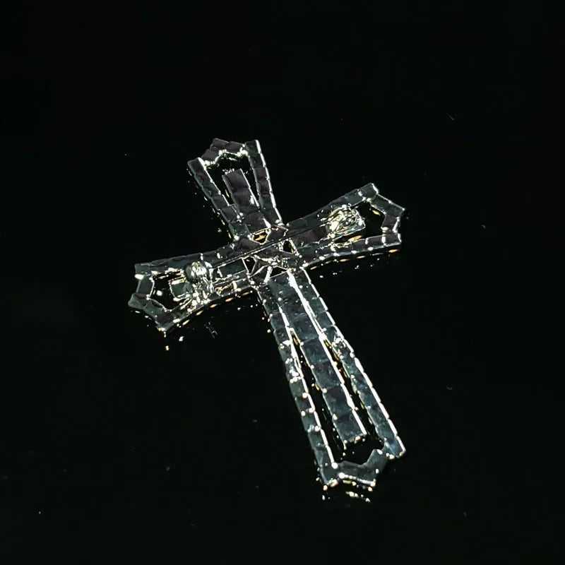 Crystal Handmade Cross Christian Lapel Pin