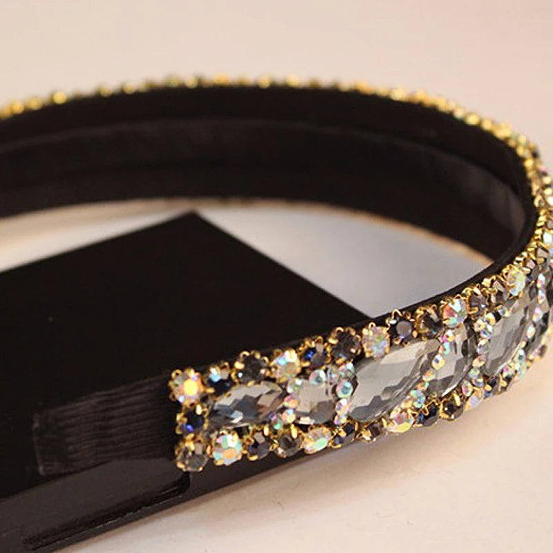 Handmade Black And Gray Luxury Crystal Rhinestone Hairbands