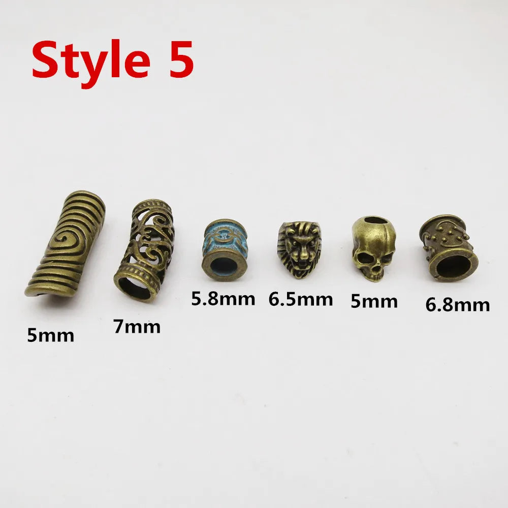 6Pcs/Pack mix Bronze Viking Rune hair braid rings