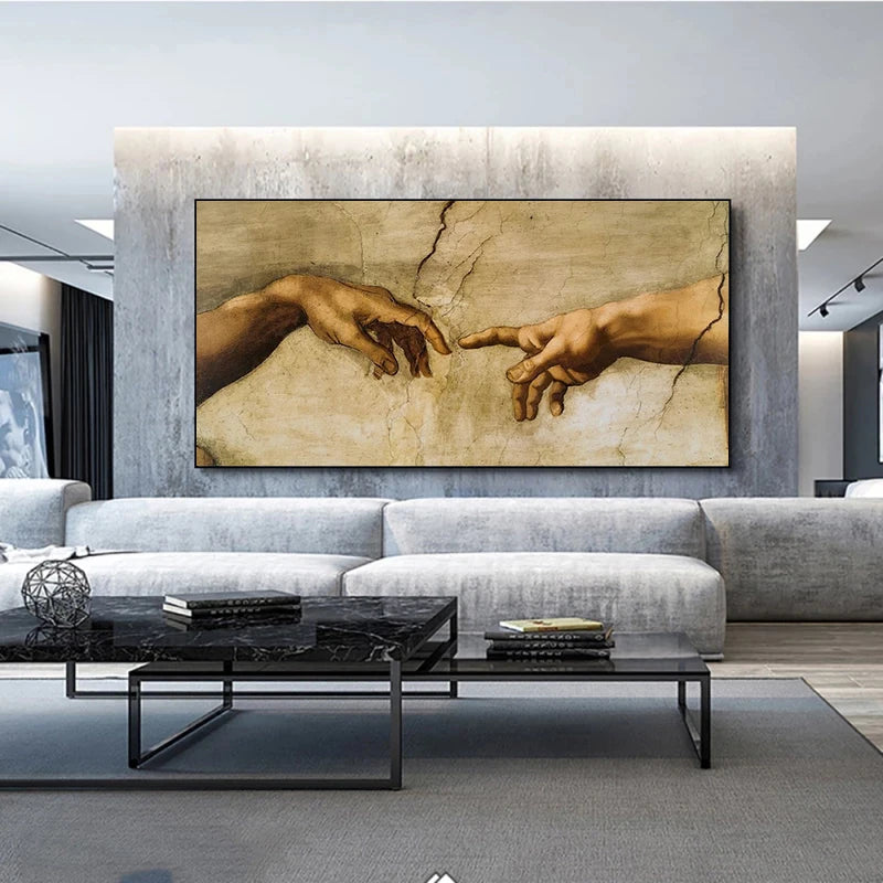 The Creation of Adam By Michelangelo Canvas Painting Print