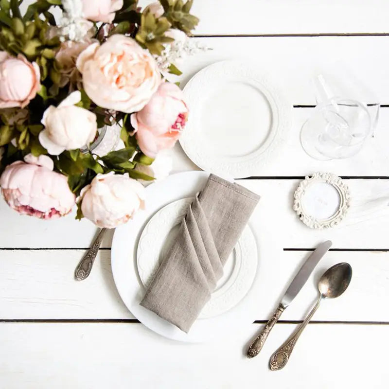 12 Pieces Linen White Napkins