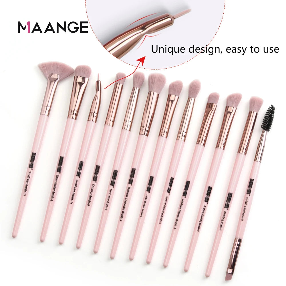 Pro 6/12pcs Eye Makeup Brushes Set With Cosmetic Bag Rose Gold