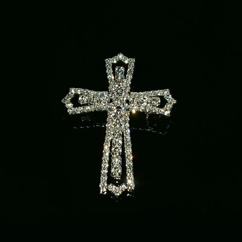 Crystal Handmade Cross Christian Lapel Pin