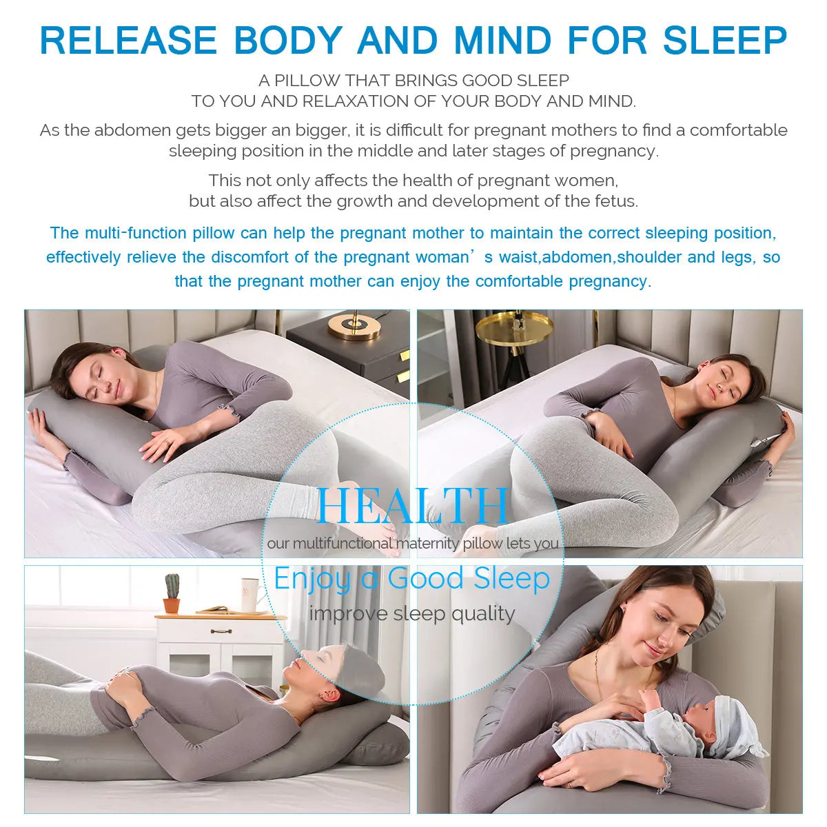 Pregnancy/Side Sleeping Pillow Comfortable U-Shape Cushion