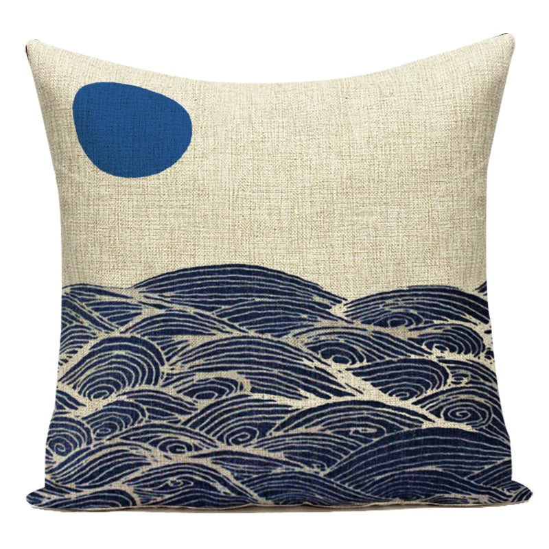 Japanese Style Scenic Printed Throw Pillow Cushion Cover 18x18