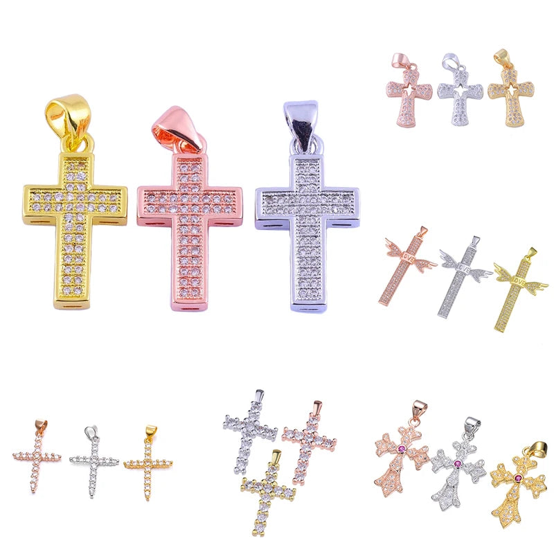 DIY Religious Christian Pendant Cross  Jewelry Making Supplies 3pcs/lot