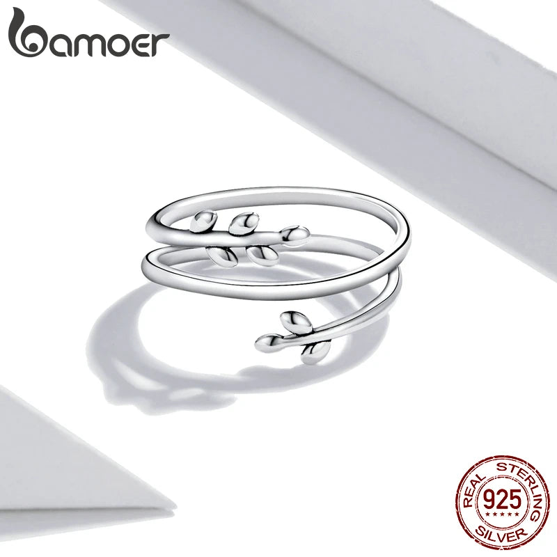 Sterling Silver Leaves Adjustable Ring