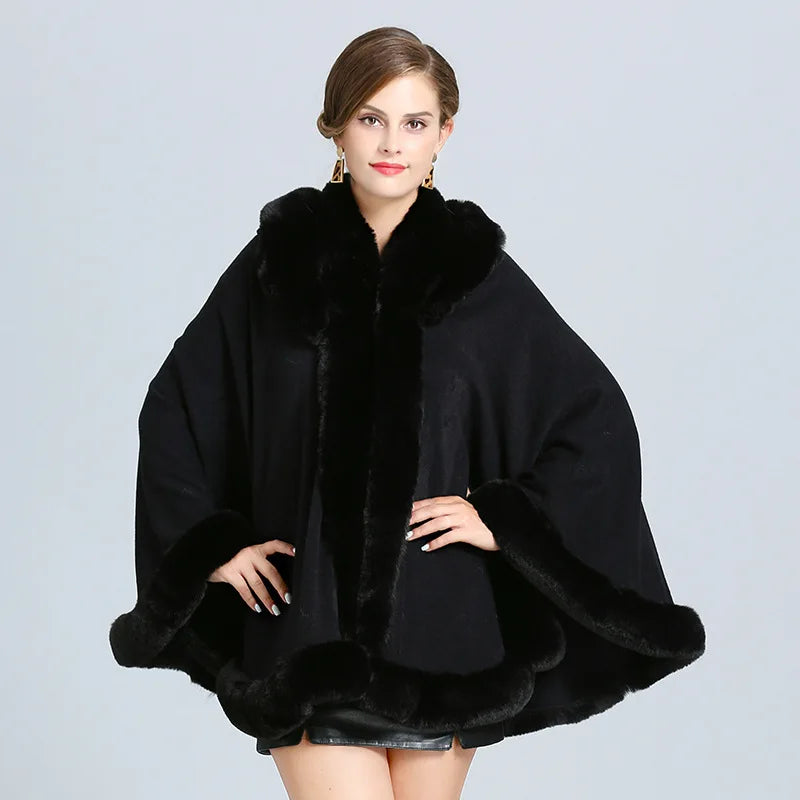 Thick Warm Poncho Cape Faux Fur, 5 Colors