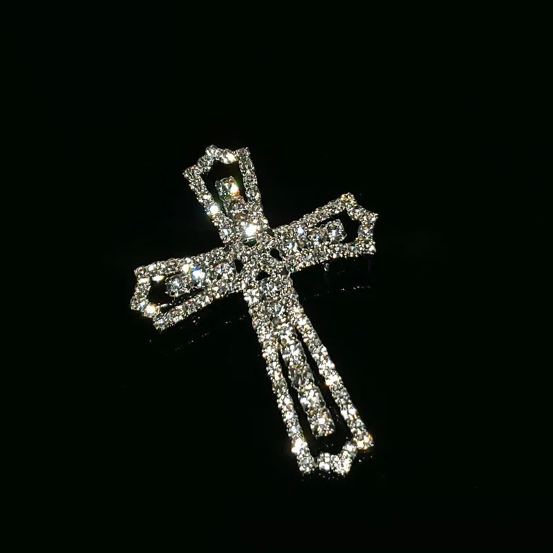 Crystal Handmade Cross Christian Lapel Pin