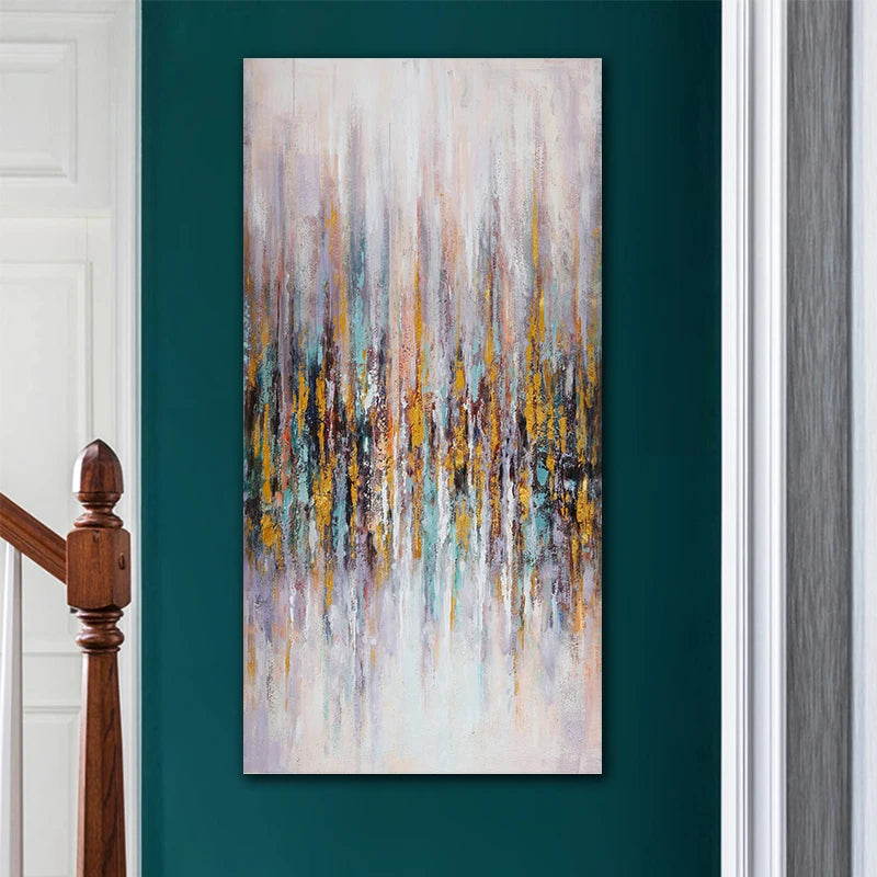 Abstract canvas painting large size golden art print