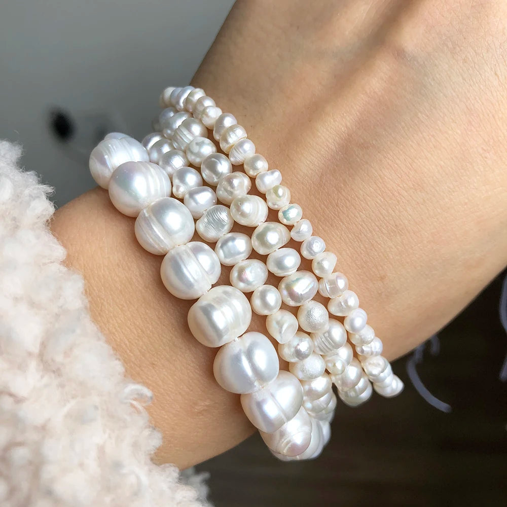 Natural White Freshwater Pearls Beads Irregular Round Cultured Pearls DIY