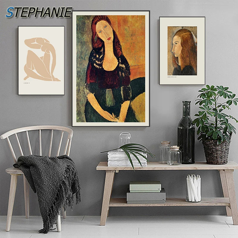 Abstract Modigliani Canvas Painting Print  Matisse Picasso