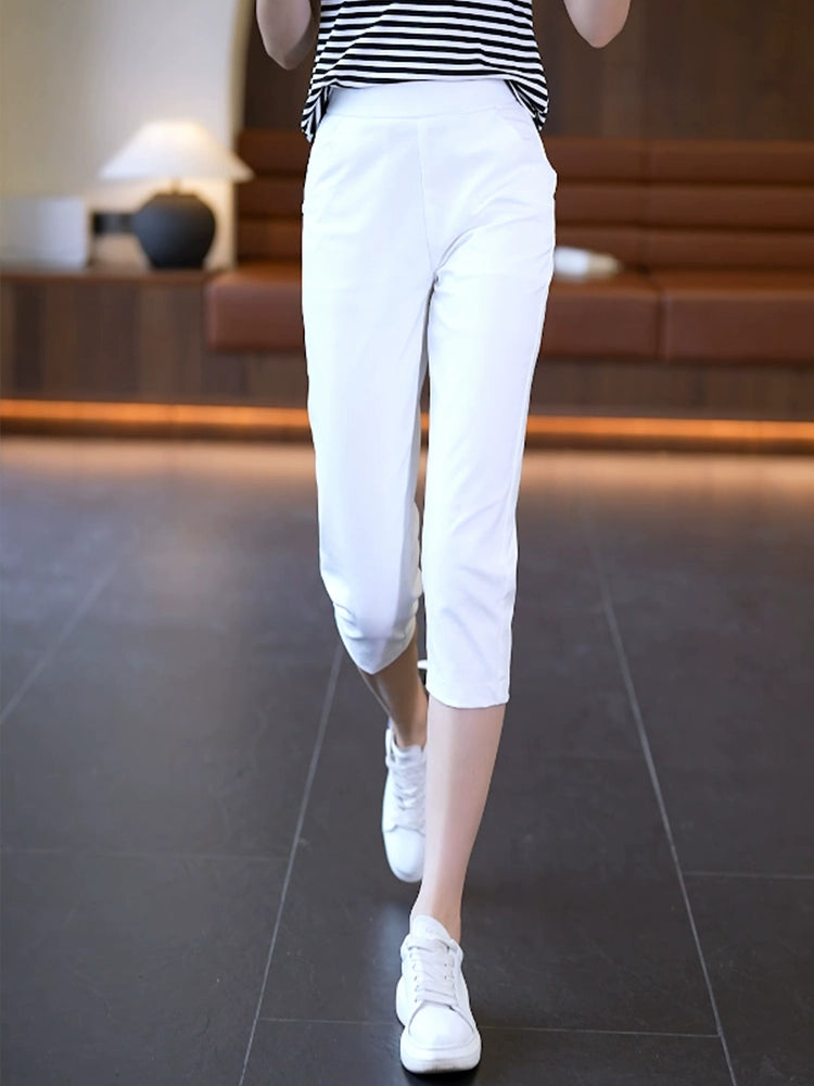 High Waist Ice Silk Harlan Tapered Cropped Leggings