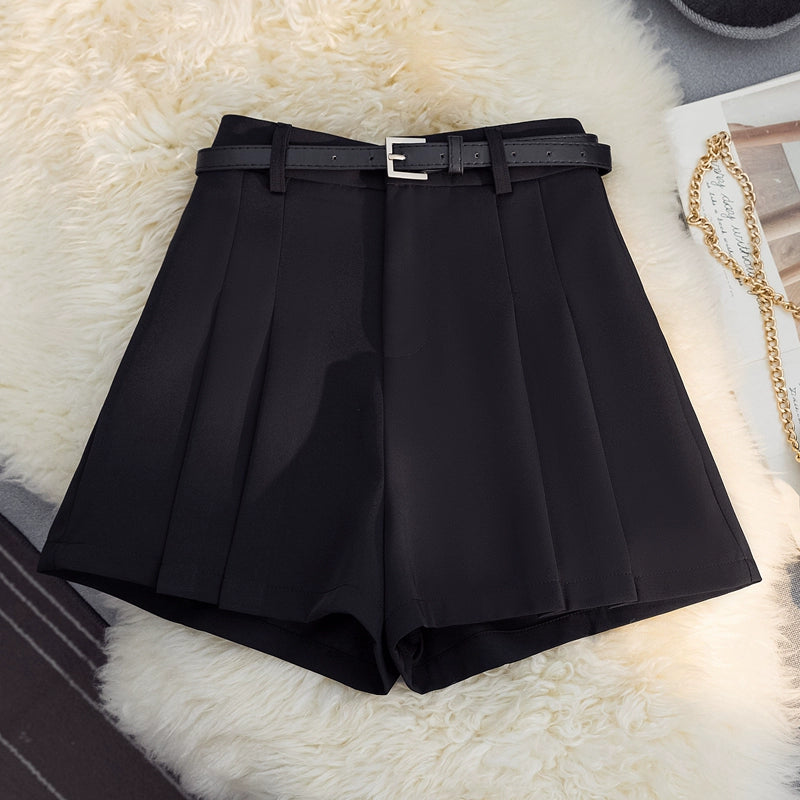 Niche Style High Waist Pleated Business Casual Shorts