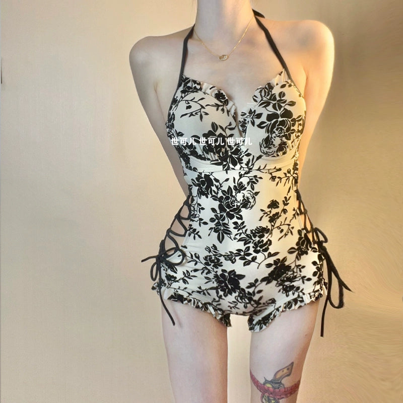 New Flower Halter One-Piece Swimsuit