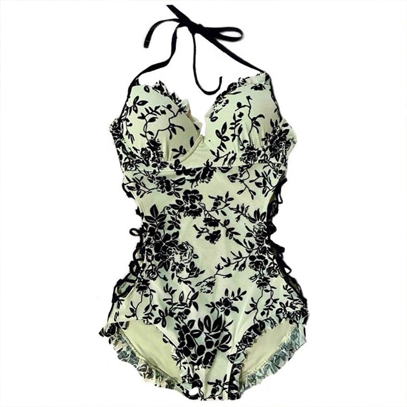 New Flower Halter One-Piece Swimsuit