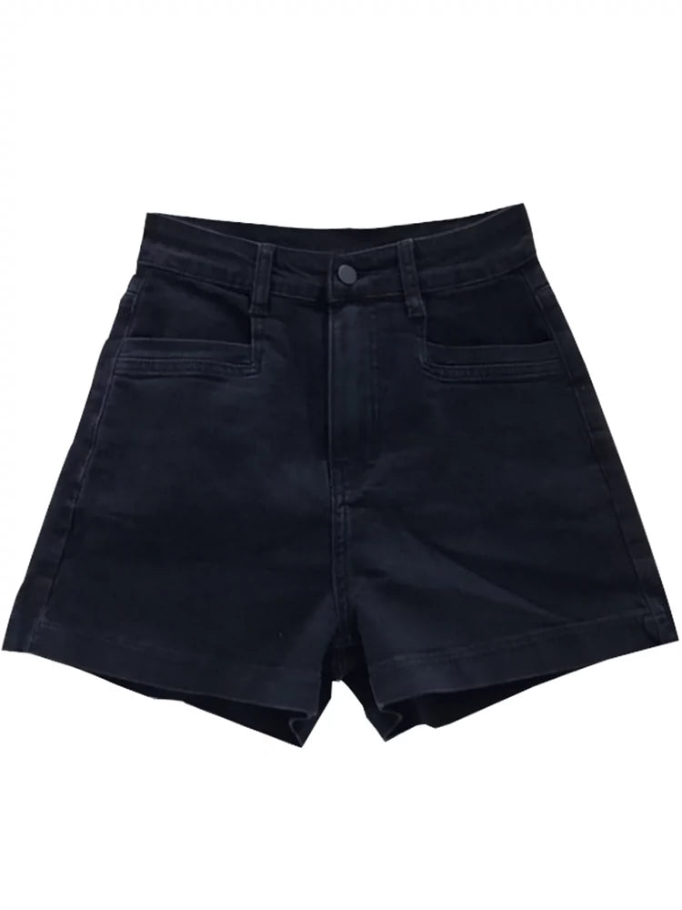 Loose-Fit High Waist A- line Denim Shorts