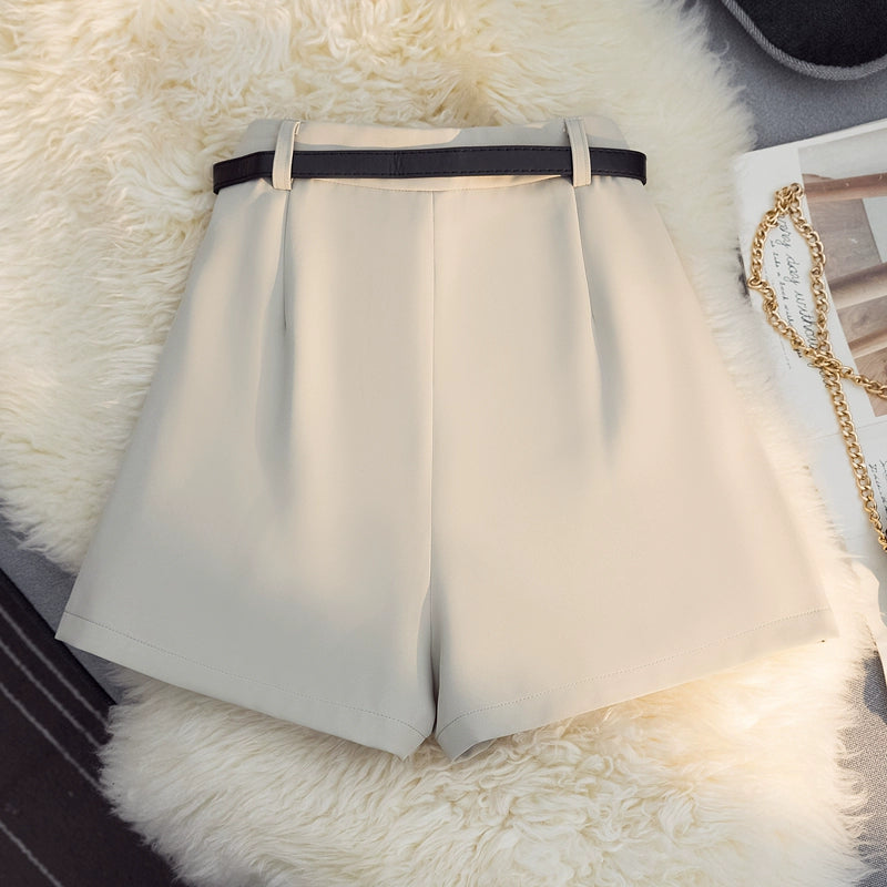 Niche Style High Waist Pleated Business Casual Shorts