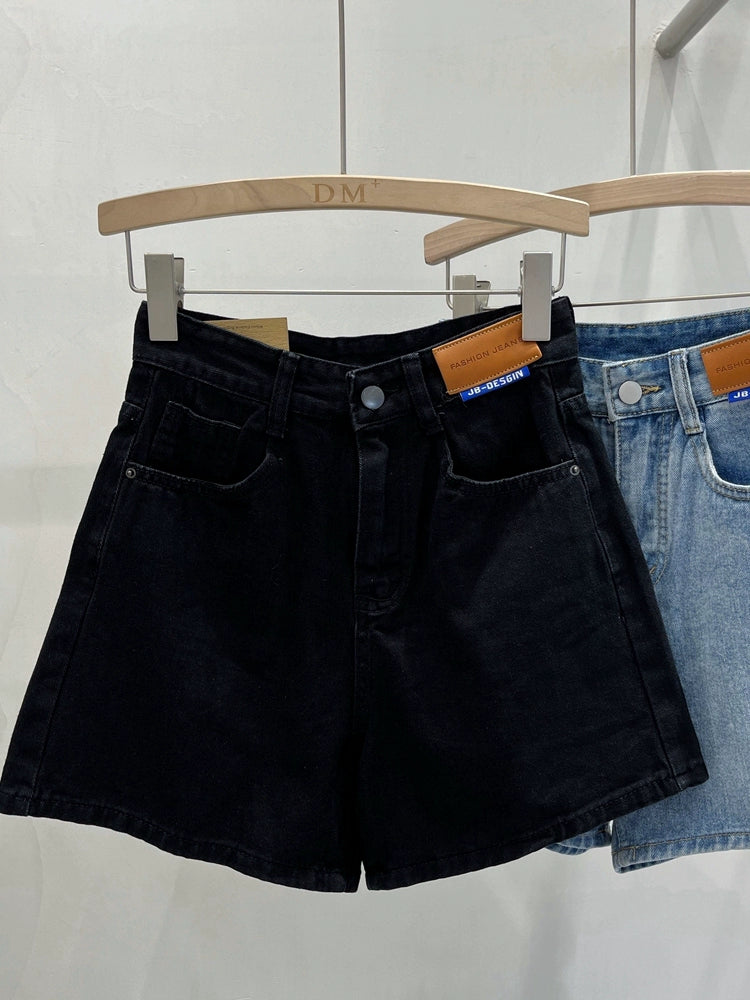 Plus Size High-Waist Denim Shorts