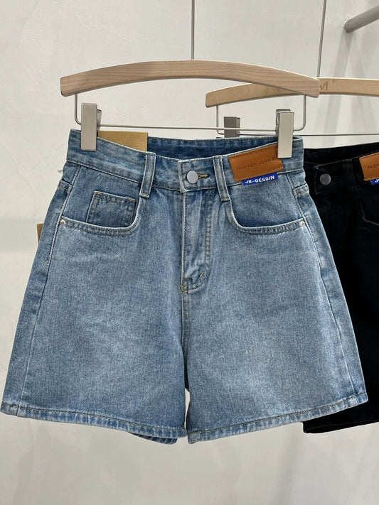 Plus Size High-Waist Denim Shorts