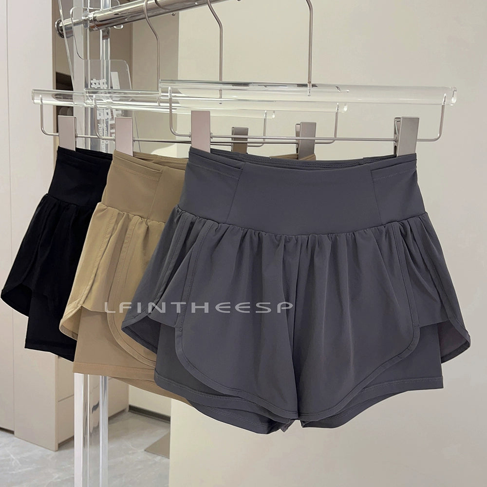 Lulu High-Waist Quick-Drying Fitness Shorts