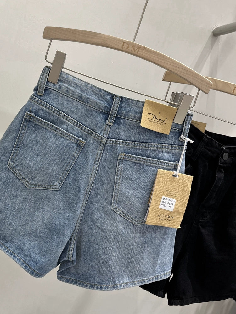 Plus Size High-Waist Denim Shorts