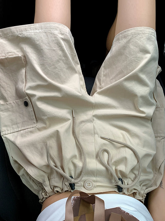 Thin High Waist Cargo Shorts