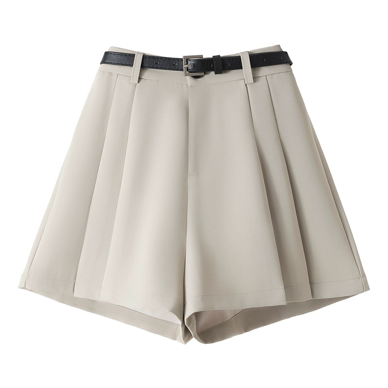 Niche Style High Waist Pleated Business Casual Shorts