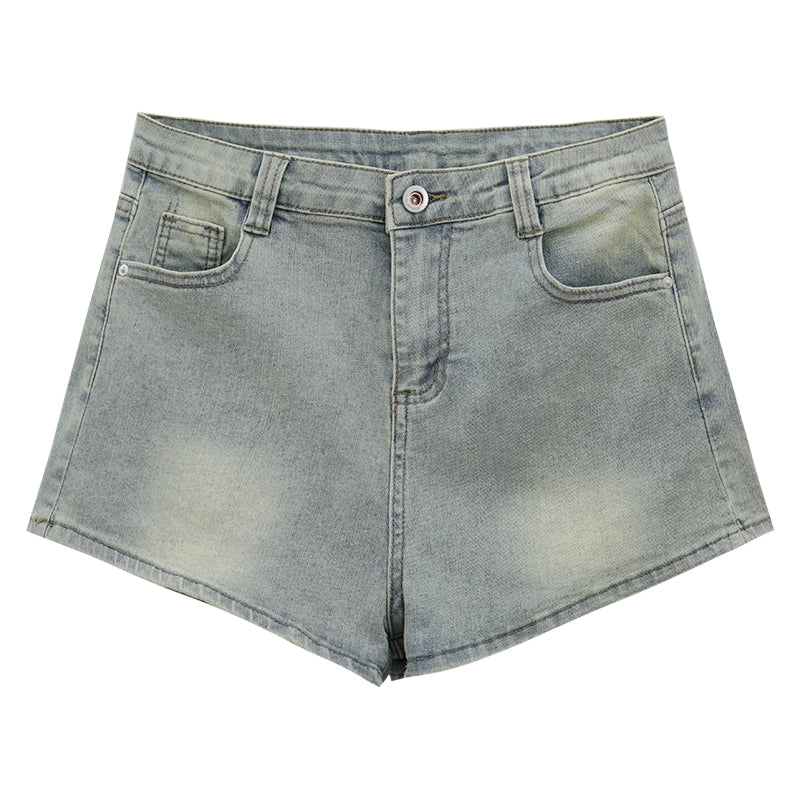 Retro Sexy High Waist Light Color Pocket Denim Shorts