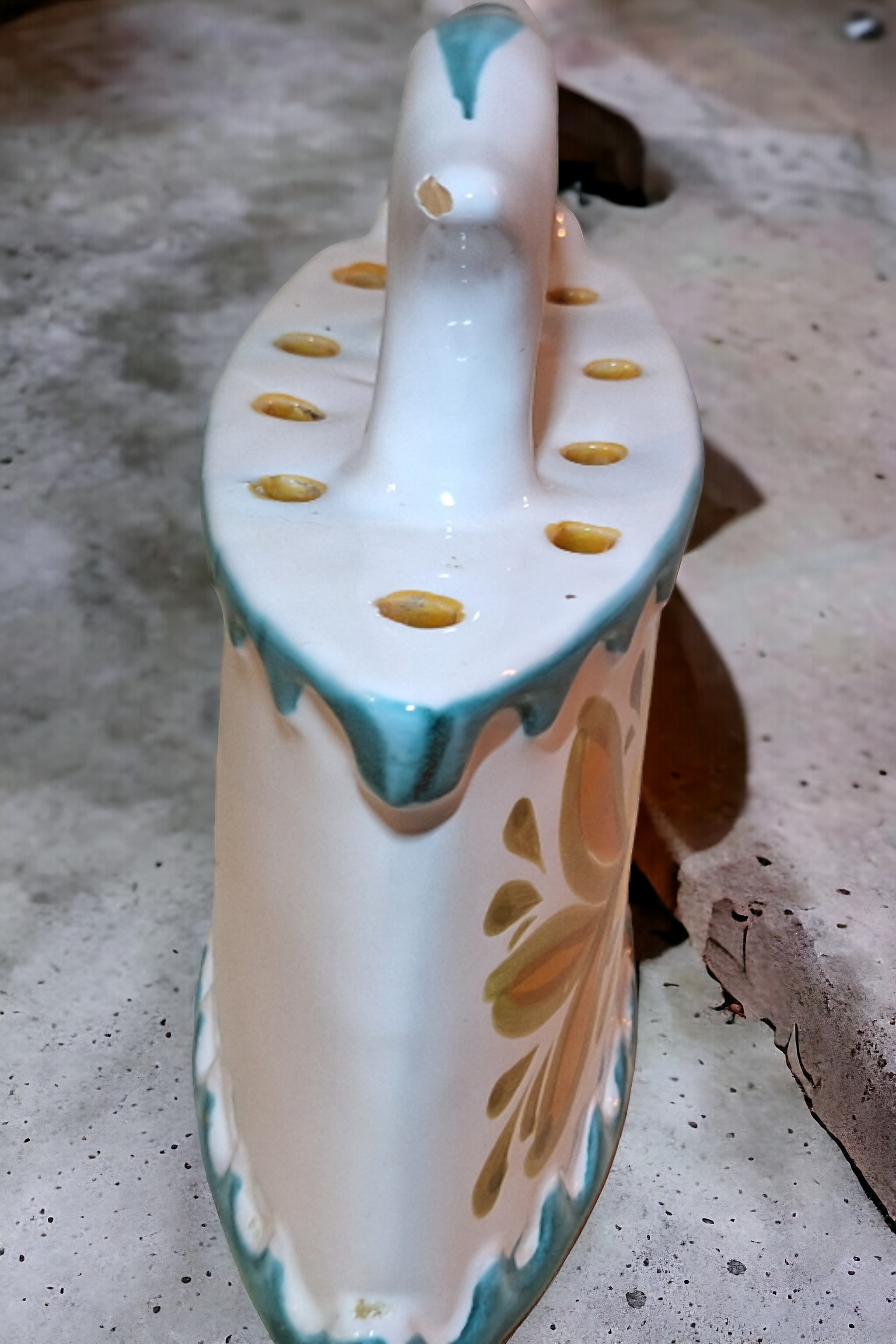 Vintage Iron Ceramic Vase, Hand-painted, Made in Italy