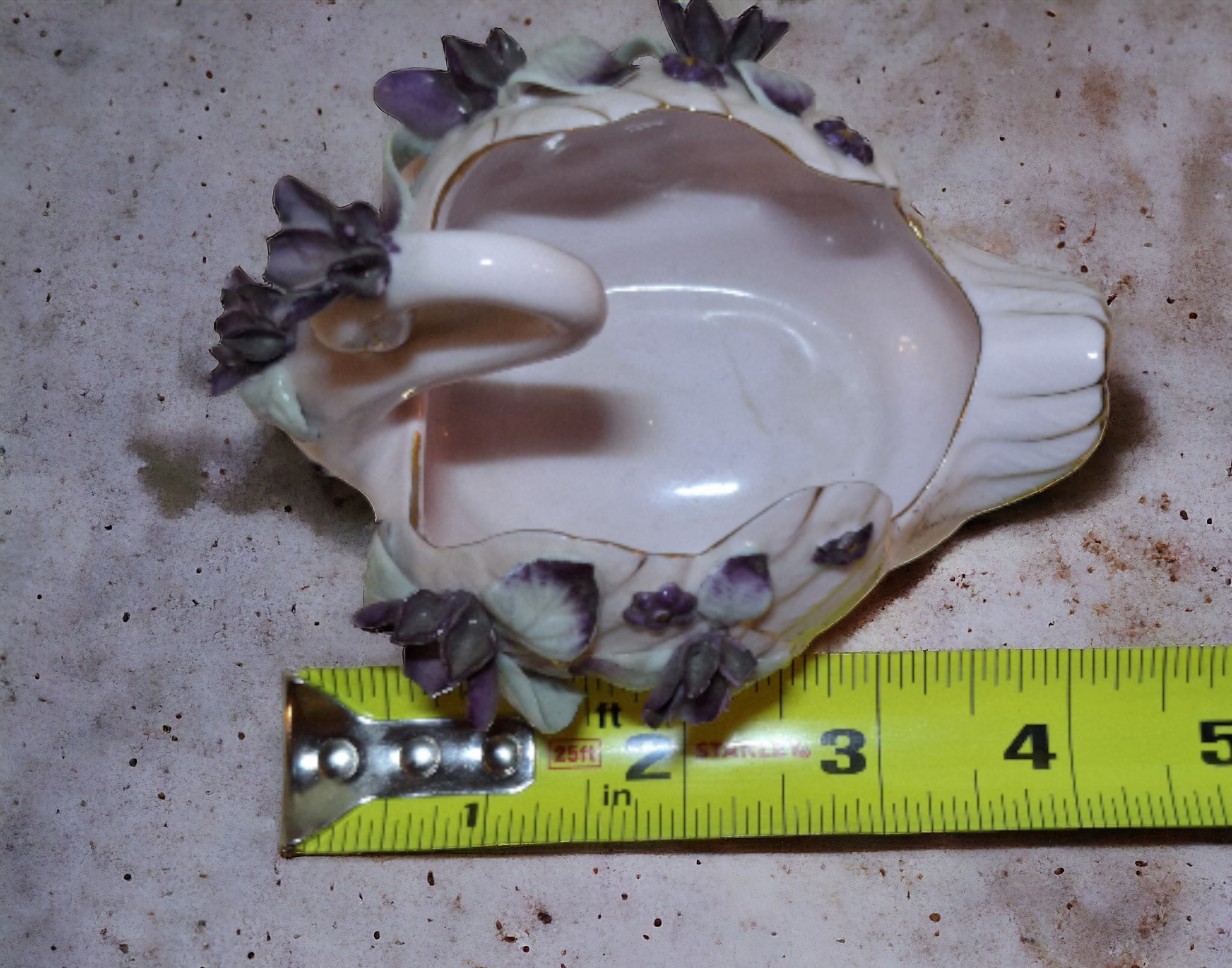 Lavender & Violets Lefton China Swan Trinket Bowls, set of 2