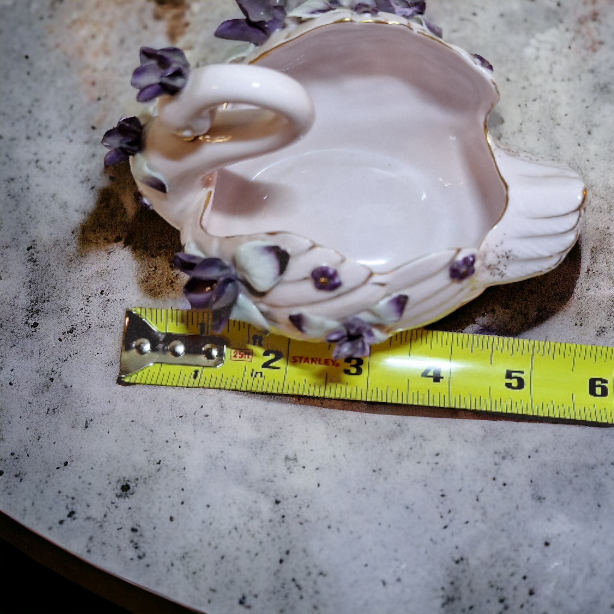 Lavender & Violets Lefton China Swan Trinket Bowls, set of 2