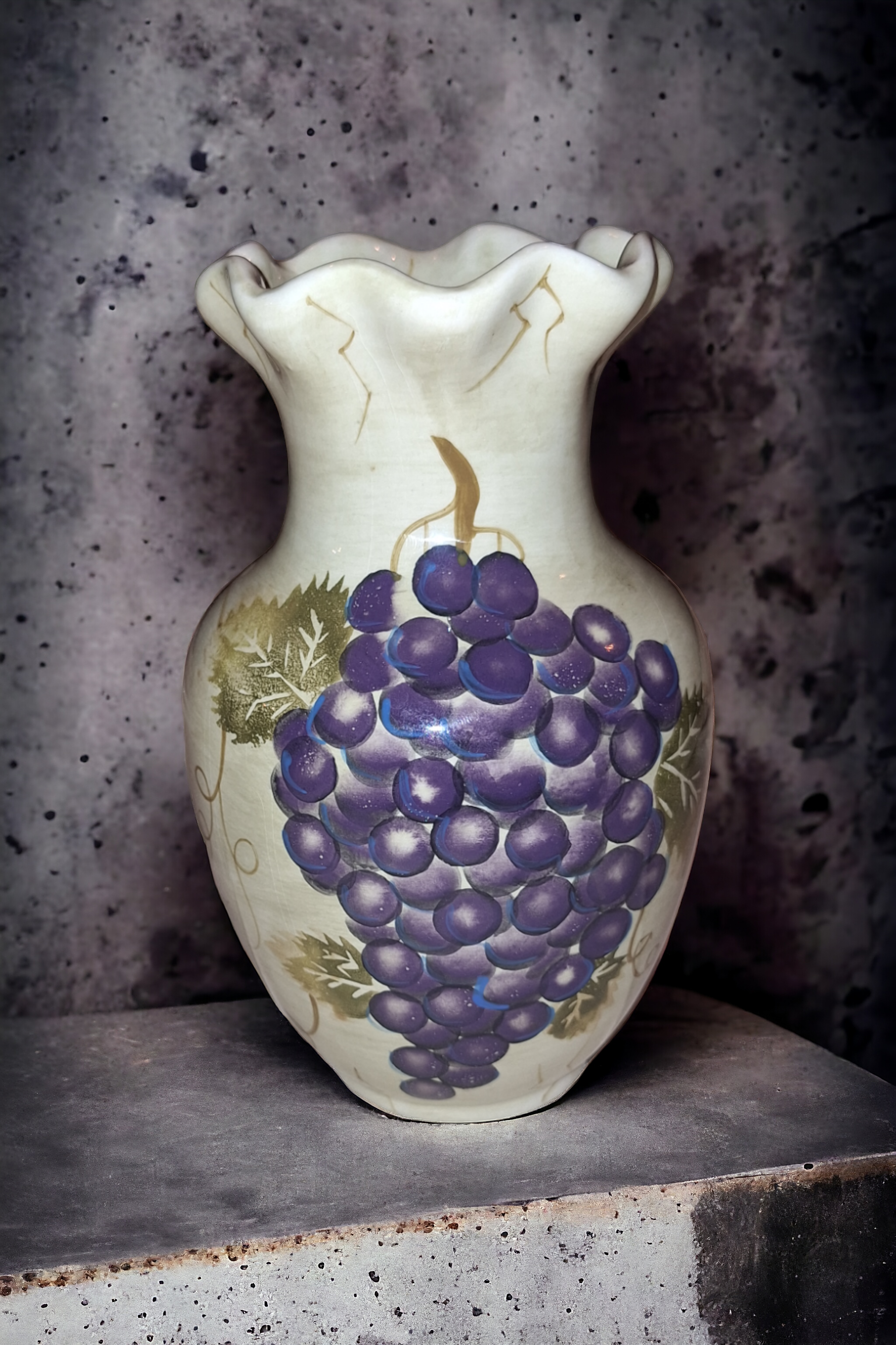 Cabernet Hand Painted Grapes Vase