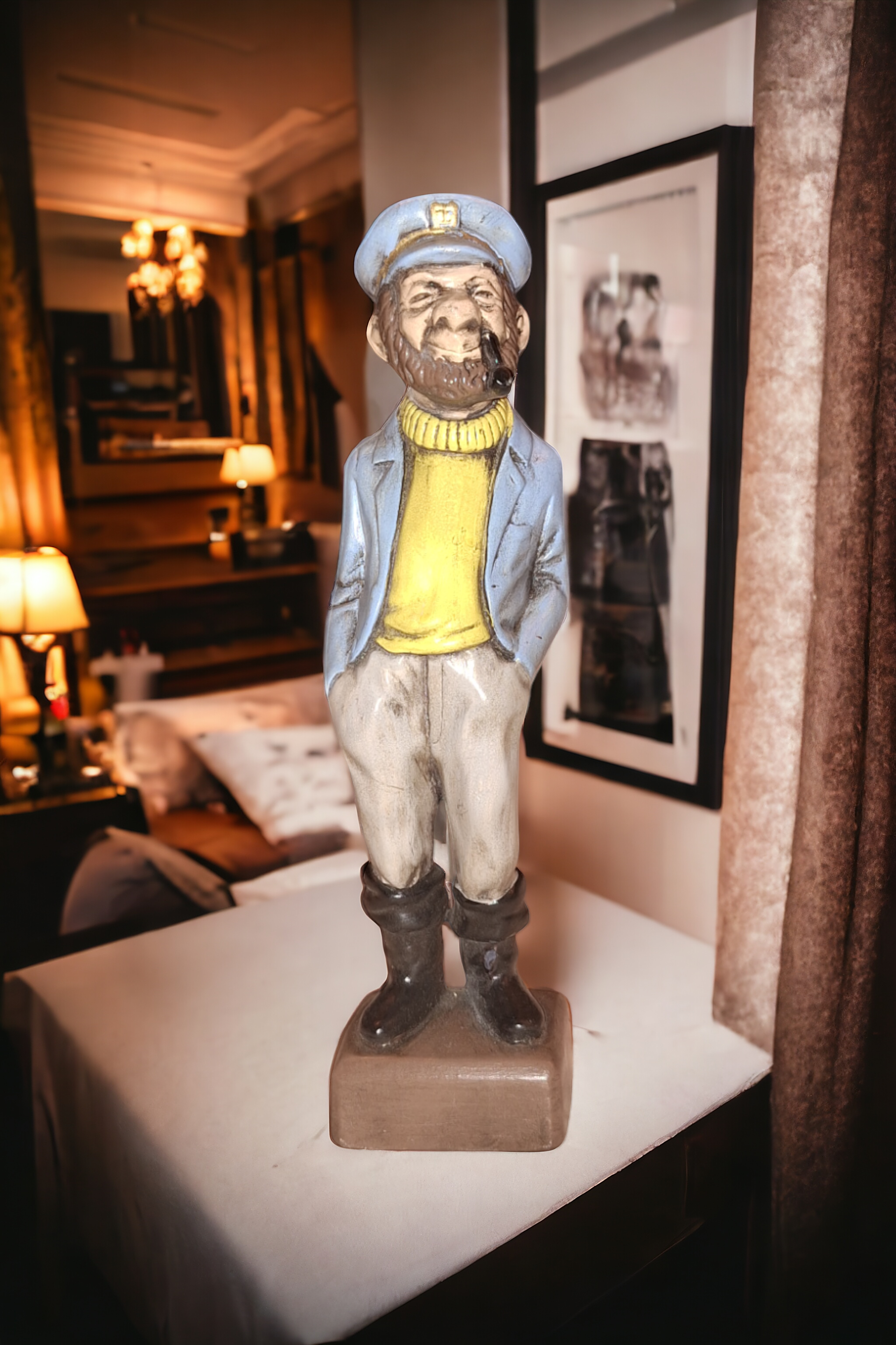 Old Sea Captain Vintage Chalkware Statue