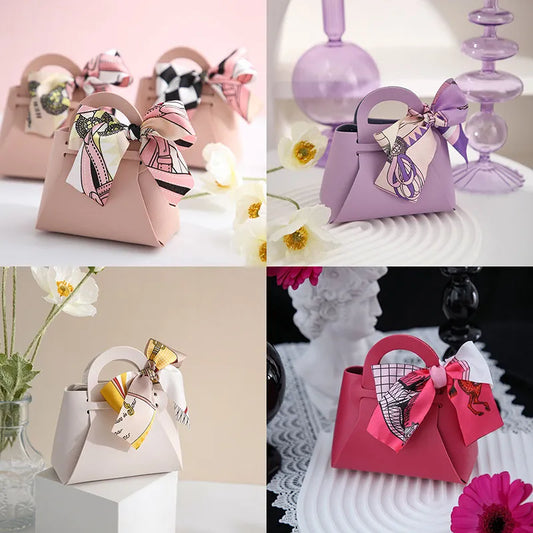 10/20PCS Creative Leather gifts Box With ribbon