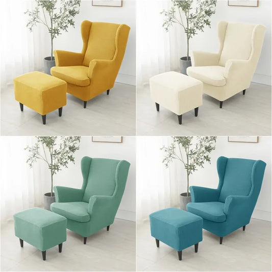 Sloping Arm Wing Back Chair Covers Elastic