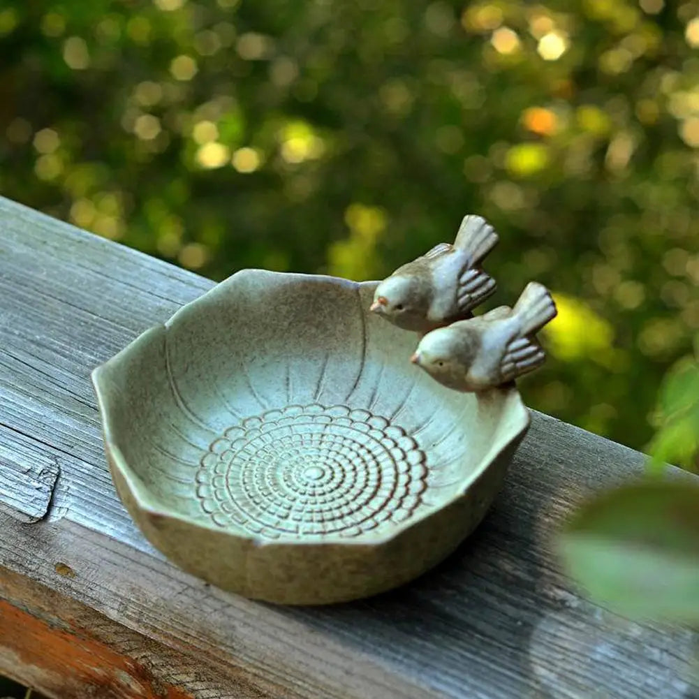 Ceramic Birdbath Bowl Bird Feeder Food Holder Container Bird Feeding Tray