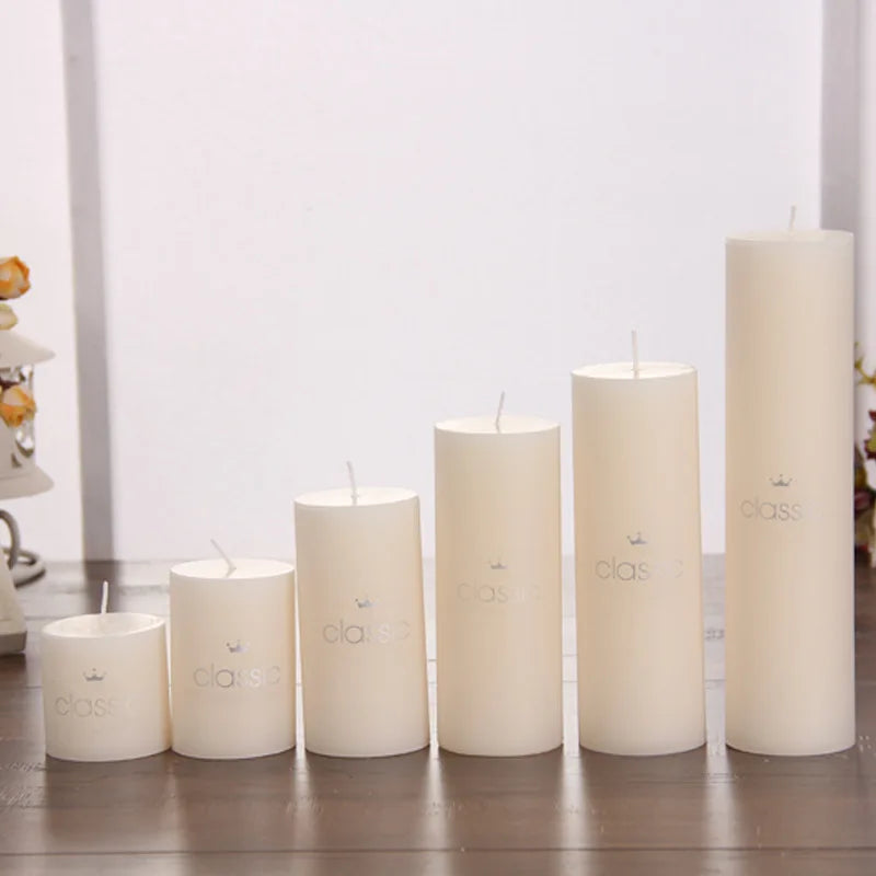 Scentless Ivory White Pillar Candles