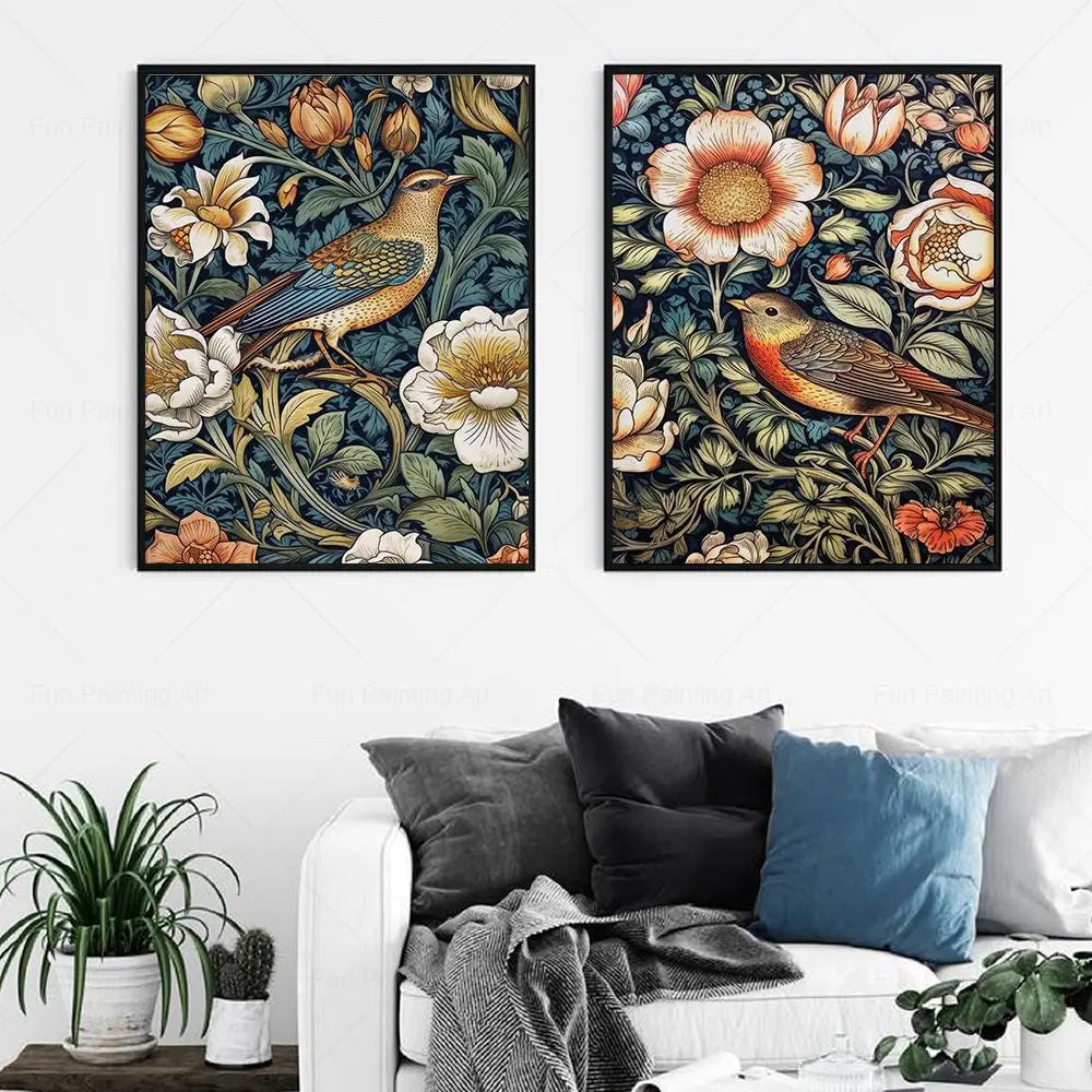 William Morris Flower Birds Poster Canvas Painting Prints