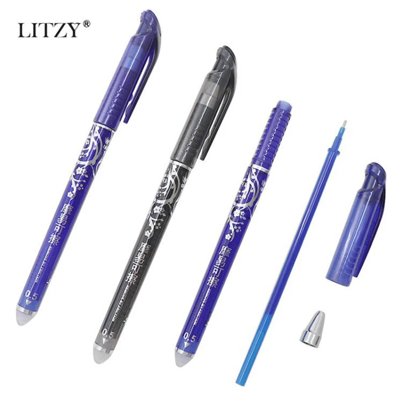 Erasable Pen Set Washable Handle Blue Black Ink Writing Gel28Pcs/Lot