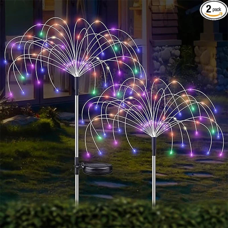 1/2Pcs Solar LED Firework Fairy Light Outdoor Garden Decoration