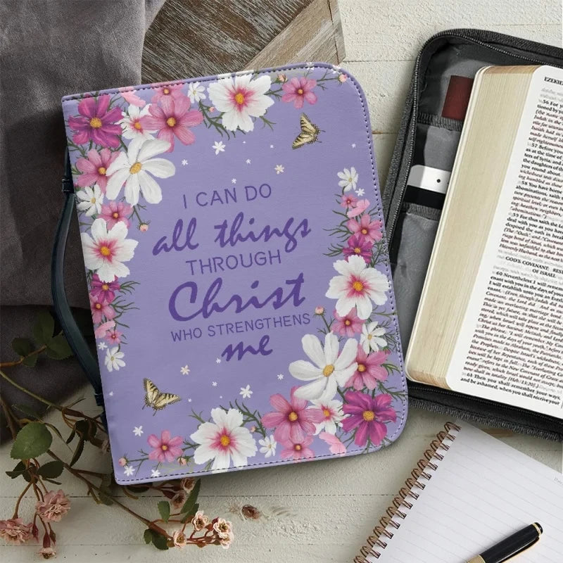 Beautiful Floral Cross 3D Design Women's Bible Cover Case