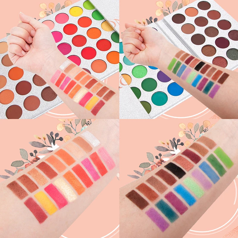 65 Colors Eyeshadow Palette, High Pigment Shimmer, Matte, Glitter