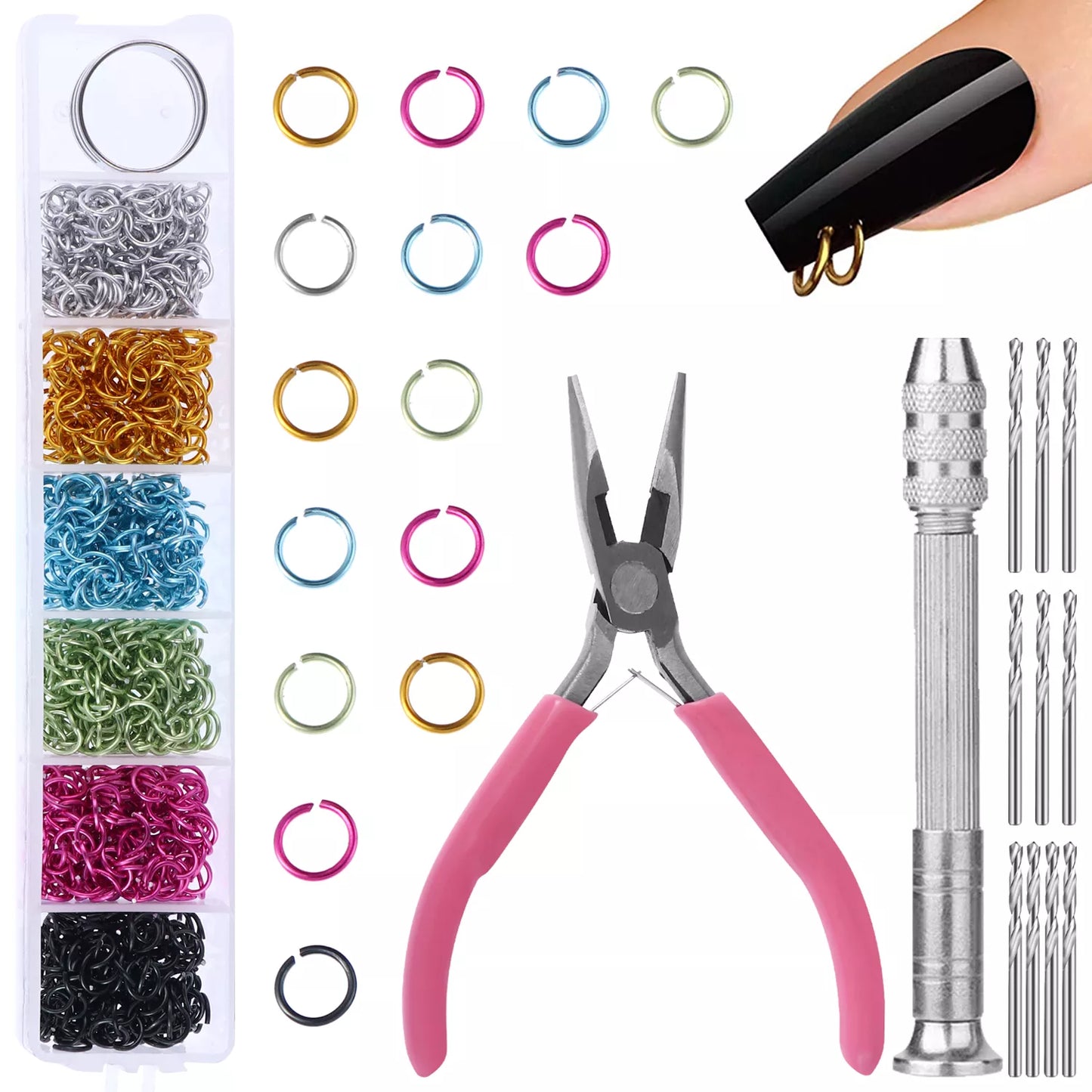 Nail Dangle Charm Piercing Tool kit about 900Pcs