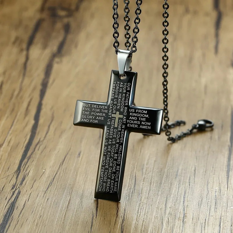 Crucifix Necklace Our Father Prayer Christian Jewelry